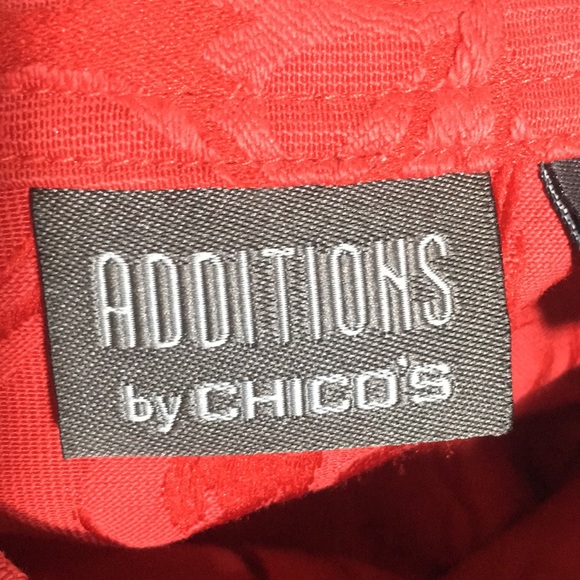 CHICO’S “Additions” Christmas Holiday Valentines Mandarin Style Brocade Jacket - Picture 13 of 15